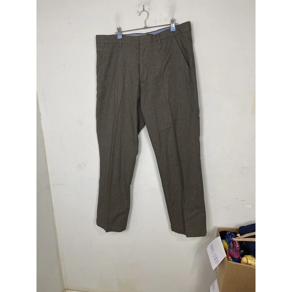 Banana Republic Men's 36/32‎ Straight Fit Plaid Dress Pants 100% Cotton Brown